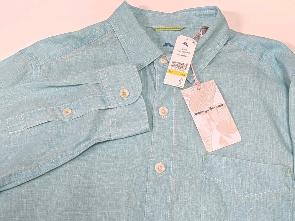 New With Tags Tommy Bahama Men's Sea Glass Breezer Linen Shirt Medium